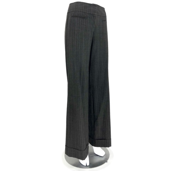 Trina Turk size 4 Dark Gray & Turquoise Pinstripe Wide Leg Pants - Picture 1 of 14